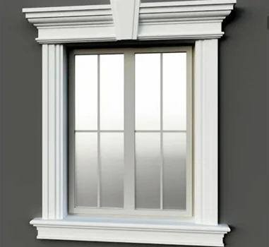 White window frame surround on a dark wall